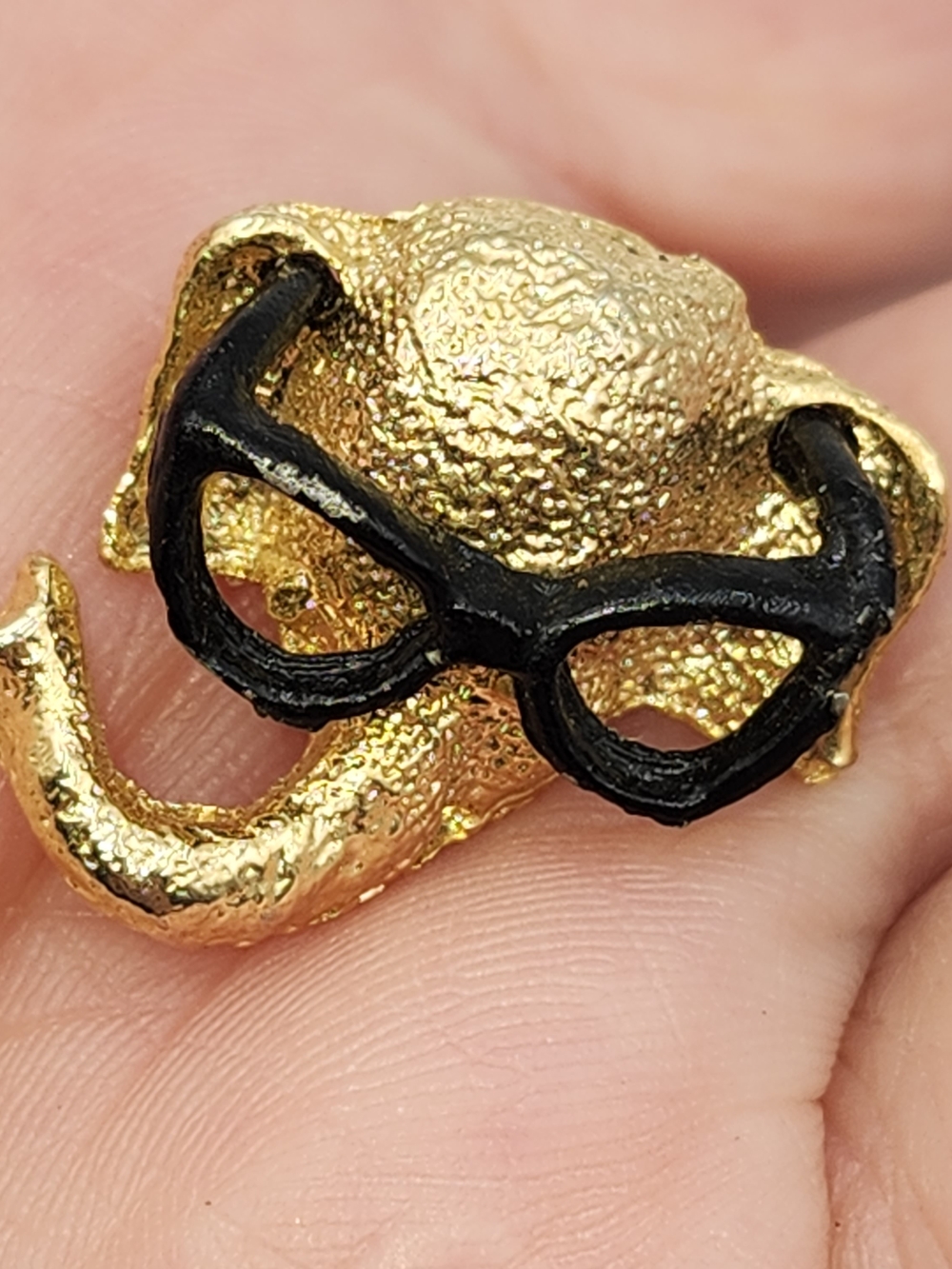 1964 Vintage GOLDWATER figural Elephant Head Glasses jewelry tack pin button